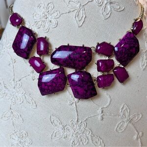 Vibrant purple design statement necklace, gold-toned chain, Y2K bold colorful